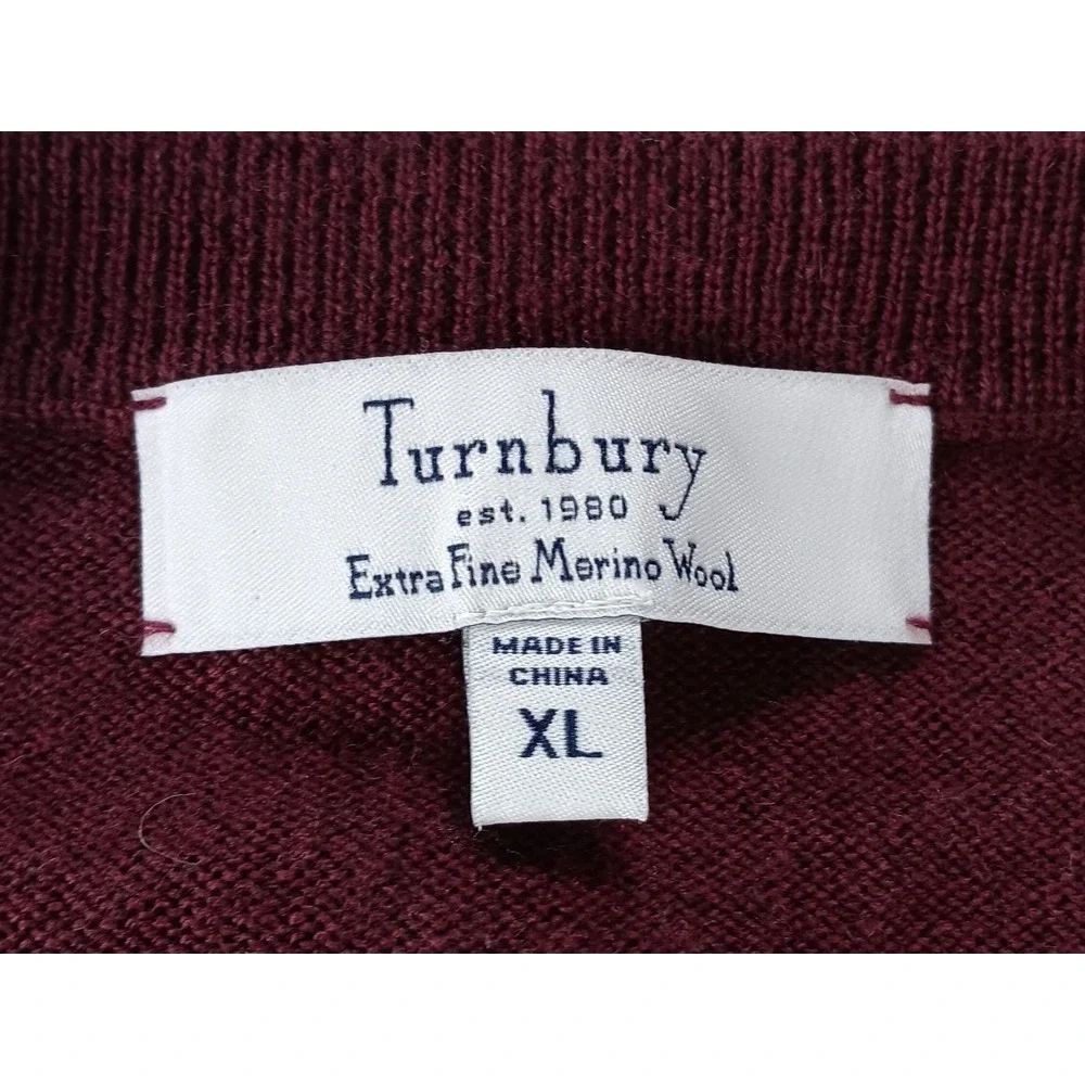 Turnbury Sweater Men Size XL Red Extra Fine Merino Wool‎ Casual Preppy